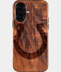 Eco-friendly Indianapolis Colts iPhone 16 Case - Carved Wood Custom Indianapolis Colts Gift For Him - Monogrammed Personalized iPhone 16 Cover By Aldergrove & Oak