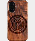 Eco-friendly Inter Milan FC iPhone 16 Case - Carved Wood Custom Inter Milan FC Gift For Him - Monogrammed Personalized iPhone 16 Cover By Aldergrove & Oak