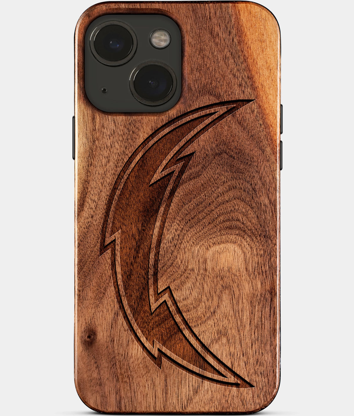 Eco-friendly Los Angeles Chargers iPhone 15 Case - Carved Wood Custom Los Angeles Chargers Gift For Him - Monogrammed Personalized iPhone 15 Cover By Aldergrove & Oak