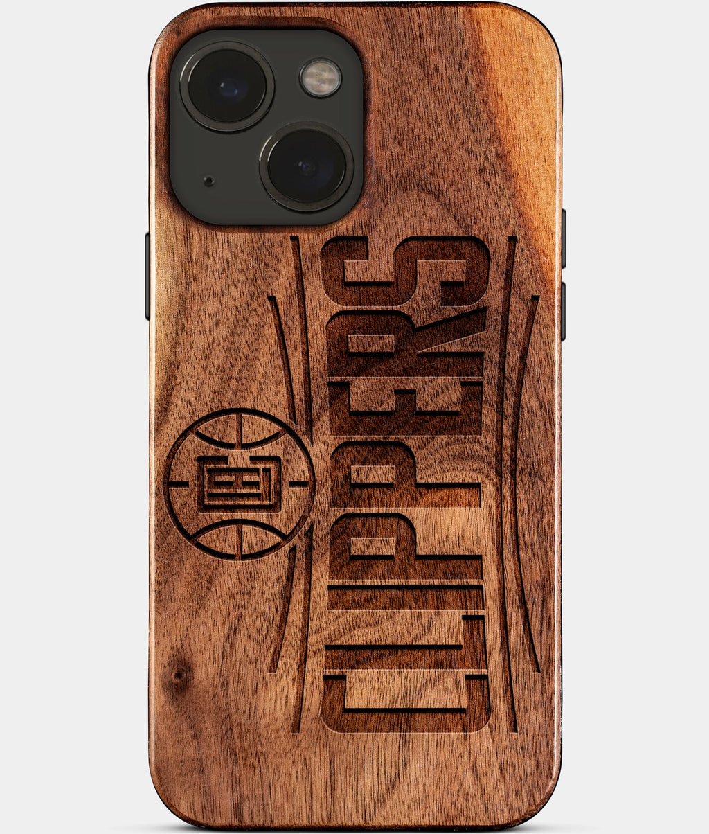Eco-friendly Los Angeles Clippers iPhone 15 Case - Carved Wood Custom Los Angeles Clippers Gift For Him - Monogrammed Personalized iPhone 15 Cover By Aldergrove & Oak