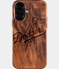 Eco-friendly Los Angeles Dodgers iPhone 16 Case. Dodgers 2025 World Series Cases. Carved Wood Custom Los Angeles Dodgers Gift For Him - Monogrammed Personalized iPhone 16 Cover By Aldergrove & Oak
