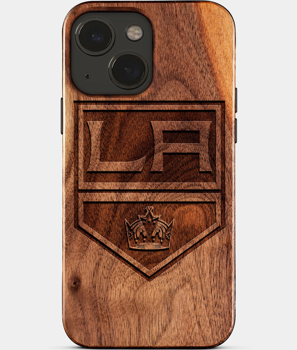 Eco-friendly Los Angeles Kings iPhone 15 Case - Carved Wood Custom Los Angeles Kings Gift For Him - Monogrammed Personalized iPhone 15 Cover By Aldergrove & Oak