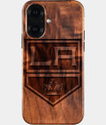 Eco-friendly Los Angeles Kings iPhone 16 Case - Carved Wood Custom Los Angeles Kings Gift For Him - Monogrammed Personalized iPhone 16 Cover By Aldergrove & Oak