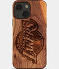 Eco-friendly Los Angeles Lakers iPhone 15 Case - Carved Wood Custom Los Angeles Lakers Gift For Him - Monogrammed Personalized iPhone 15 Cover By Aldergrove & Oak