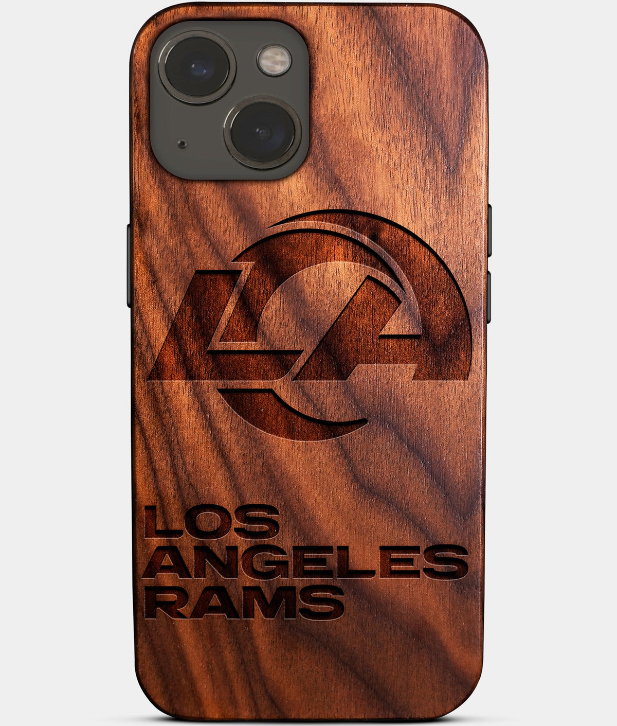 Eco-friendly Los Angeles Rams iPhone 14 Case - Carved Wood Custom Los Angeles Rams Gift For Him - Monogrammed Personalized iPhone 14 Cover By Aldergrove & Oak