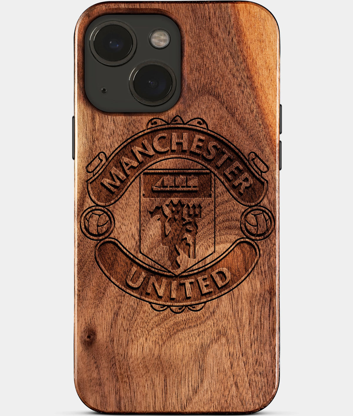 Eco-friendly Manchester United FC iPhone 15 Case - Carved Wood Custom Manchester United FC Gift For Him - Monogrammed Personalized iPhone 15 Cover By Aldergrove & Oak
