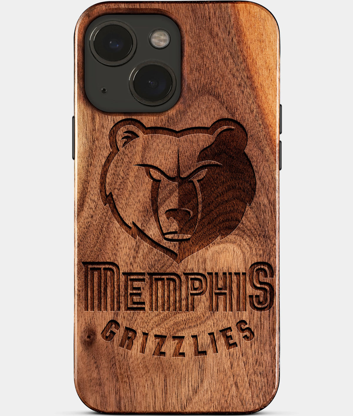 Eco-friendly Memphis Grizzlies iPhone 15 Case - Carved Wood Custom Memphis Grizzlies Gift For Him - Monogrammed Personalized iPhone 15 Cover By Aldergrove & Oak