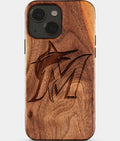 Eco-friendly Miami Marlins iPhone 15 Case - Carved Wood Custom Miami Marlins Gift For Him - Monogrammed Personalized iPhone 15 Cover By Aldergrove & Oak