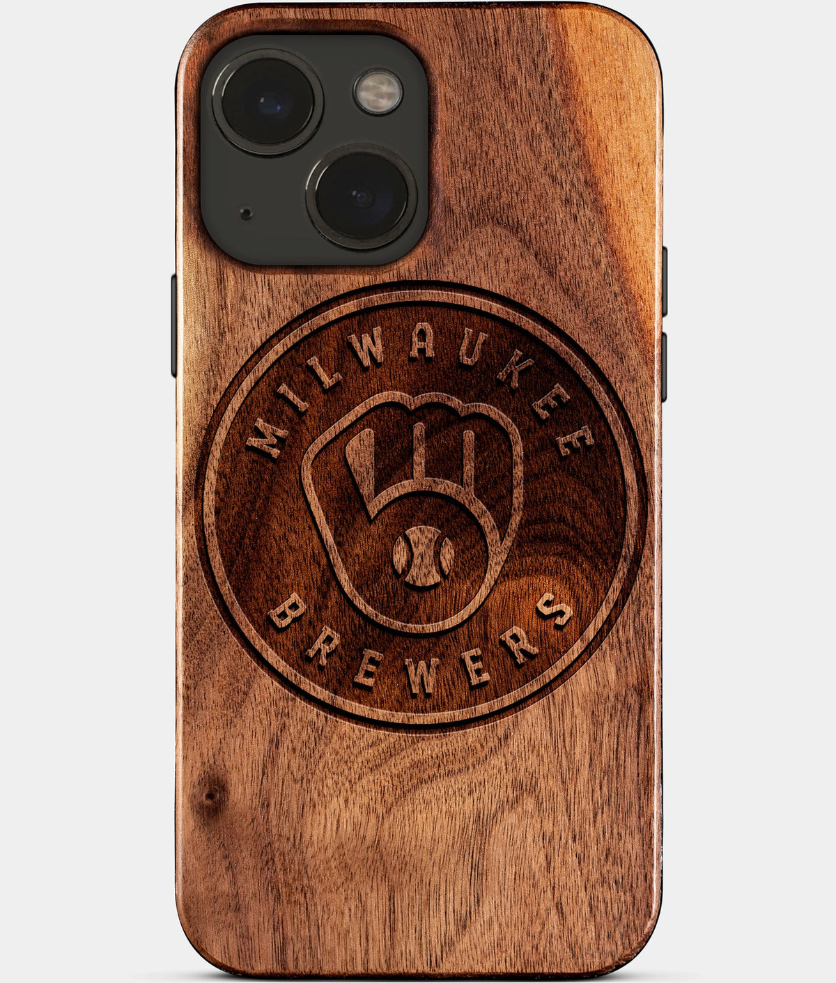Eco-friendly Milwaukee Brewers iPhone 15 Case - Carved Wood Custom Milwaukee Brewers Gift For Him - Monogrammed Personalized iPhone 15 Cover By Aldergrove & Oak