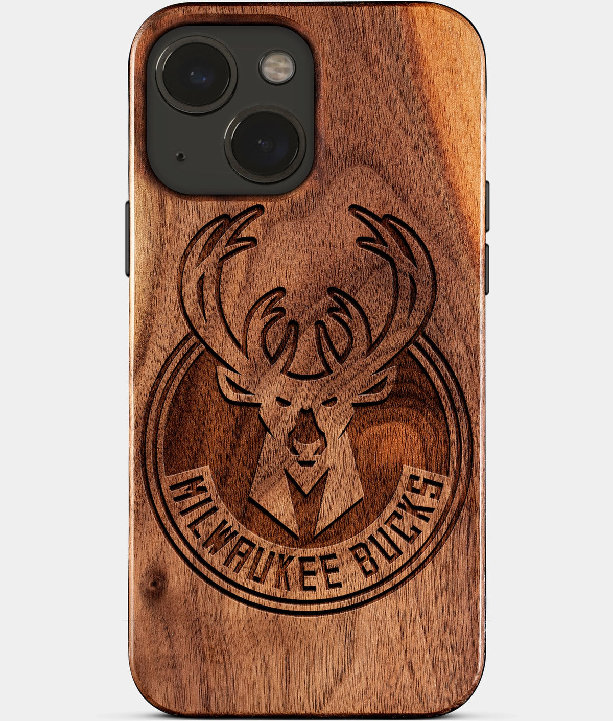 Eco-friendly Milwaukee Bucks iPhone 15 Case - Carved Wood Custom Milwaukee Bucks Gift For Him - Monogrammed Personalized iPhone 15 Cover By Aldergrove & Oak