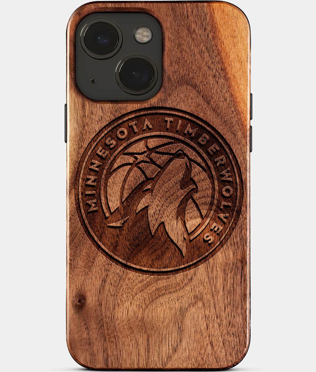 Eco-friendly Minnesota Timberwolves iPhone 15 Case - Carved Wood Custom Minnesota Timberwolves Gift For Him - Monogrammed Personalized iPhone 15 Cover By Aldergrove & Oak