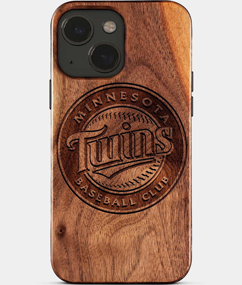 Eco-friendly Minnesota Twins iPhone 15 Case - Carved Wood Custom Minnesota Twins Gift For Him - Monogrammed Personalized iPhone 15 Cover By Aldergrove & Oak