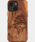 Eco-friendly Minnesota Vikings iPhone 15 Case - Carved Wood Custom Minnesota Vikings Gift For Him - Monogrammed Personalized iPhone 15 Cover By Aldergrove & Oak