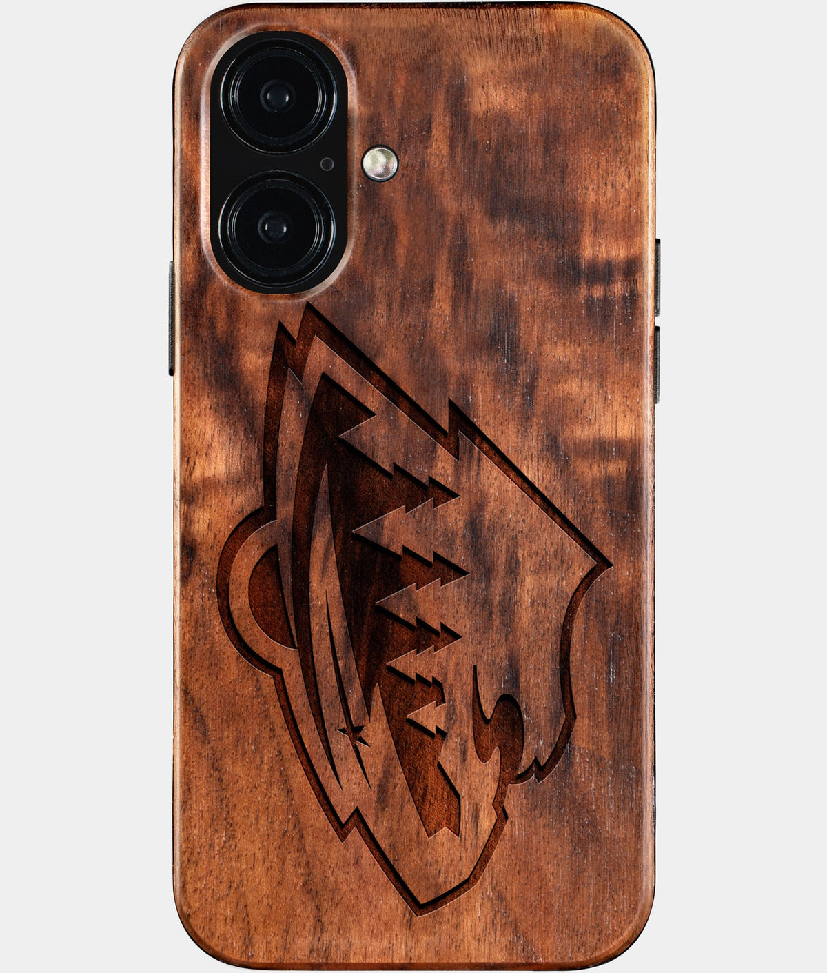 Eco-friendly Minnesota Wild iPhone 16 Case - Carved Wood Custom Minnesota Wild Gift For Him - Monogrammed Personalized iPhone 16 Cover By Aldergrove & Oak