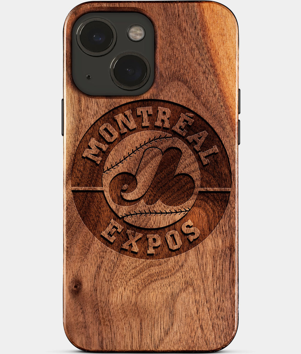 Eco-friendly Montreal Expos iPhone 15 Case - Carved Wood Custom Montreal Expos Gift For Him - Monogrammed Personalized iPhone 15 Cover By Aldergrove & Oak