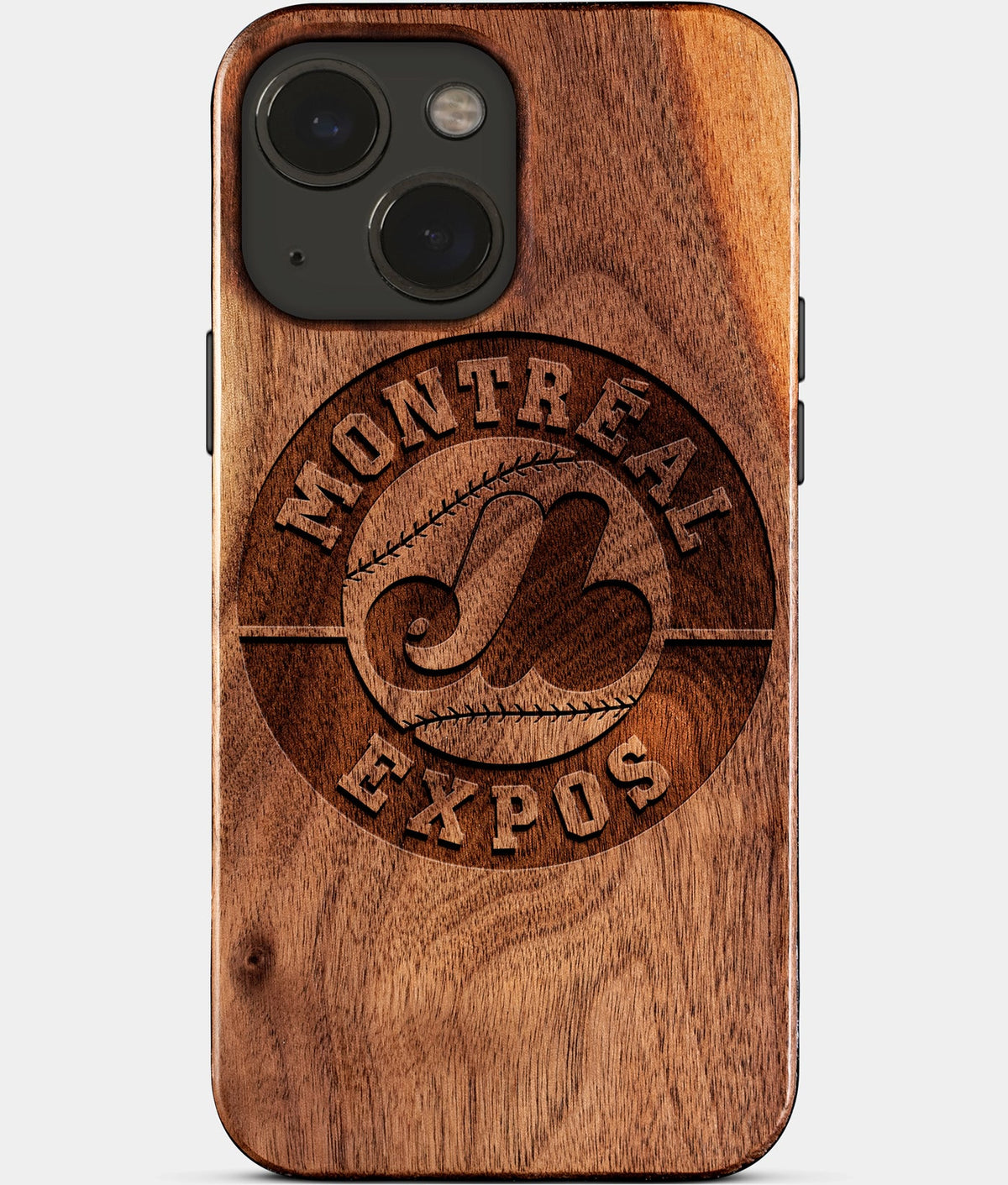 Eco-friendly Montreal Expos iPhone 15 Case - Carved Wood Custom Montreal Expos Gift For Him - Monogrammed Personalized iPhone 15 Cover By Aldergrove & Oak