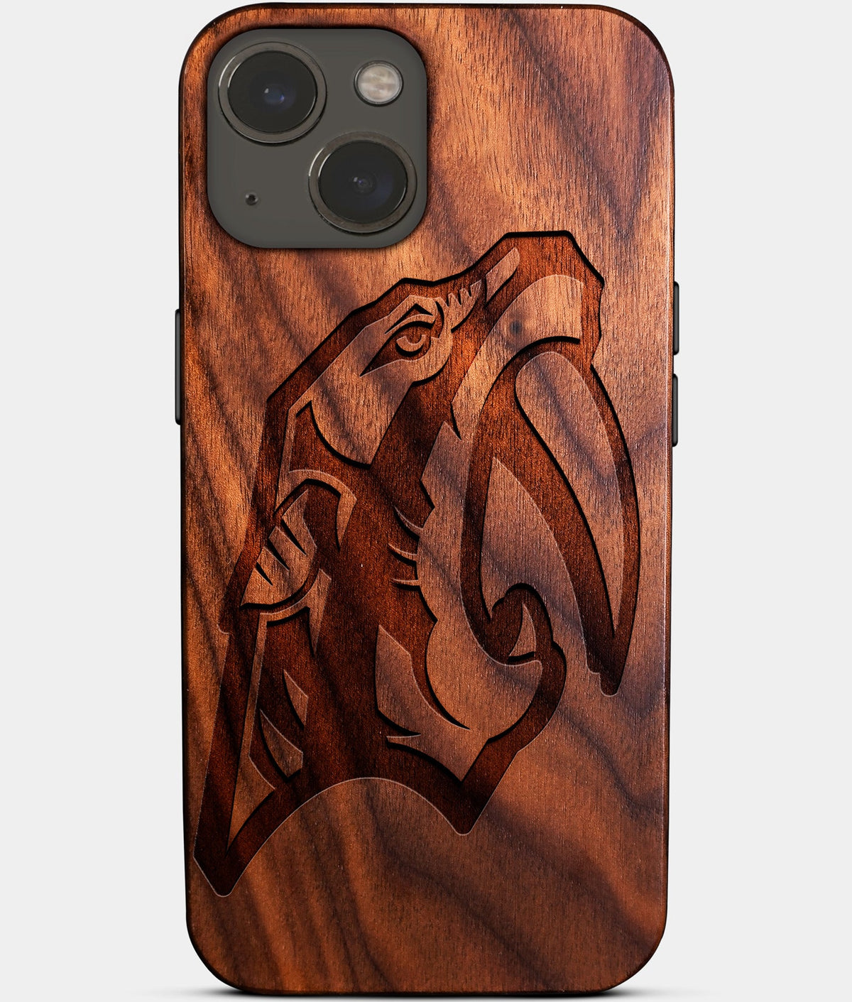 Eco-friendly Nashville Predators iPhone 14 Case - Carved Wood Custom Nashville Predators Gift For Him - Monogrammed Personalized iPhone 14 Cover By Aldergrove & Oak