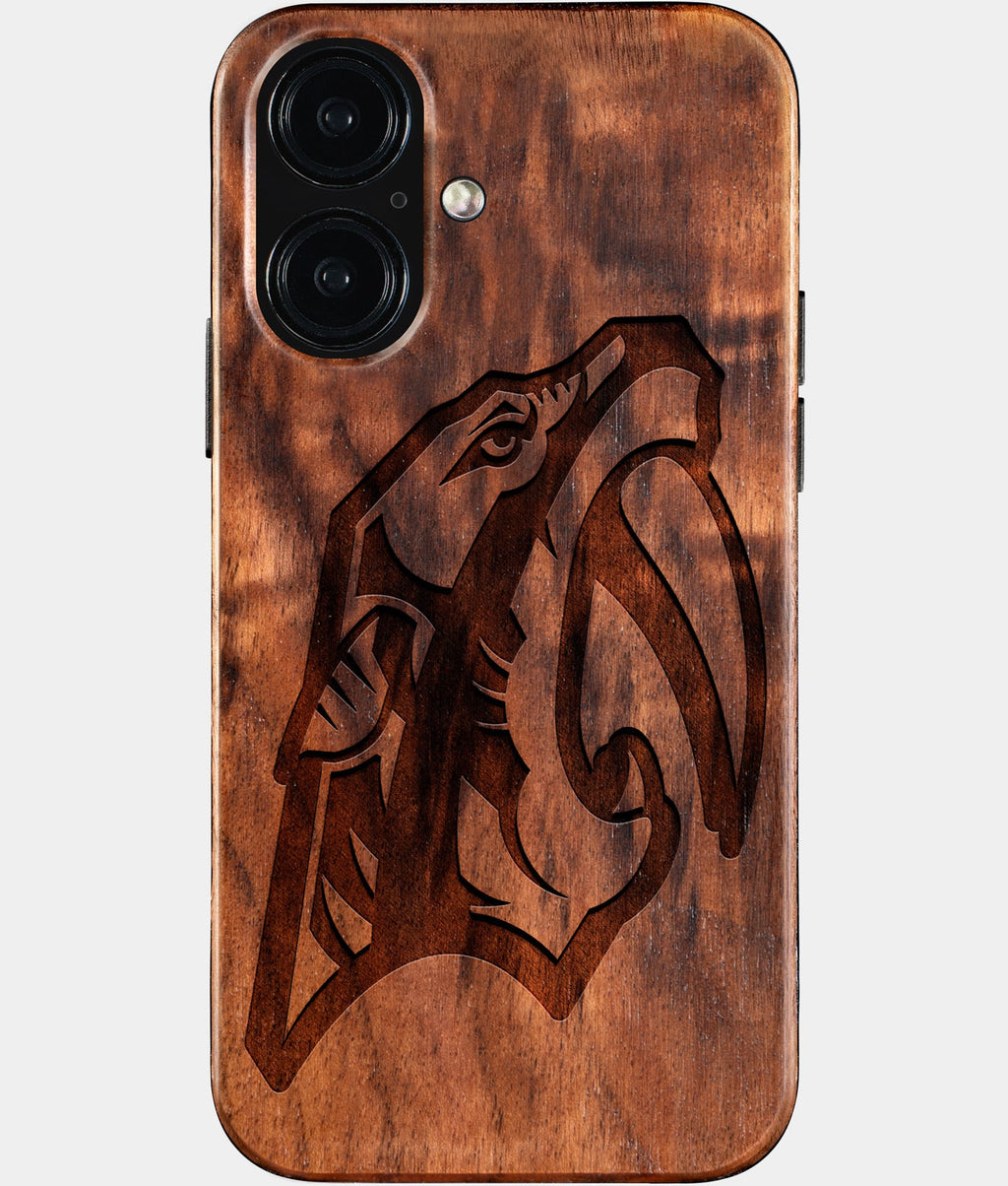 Eco-friendly Nashville Predators iPhone 16 Case - Carved Wood Custom Nashville Predators Gift For Him - Monogrammed Personalized iPhone 16 Cover By Aldergrove & Oak