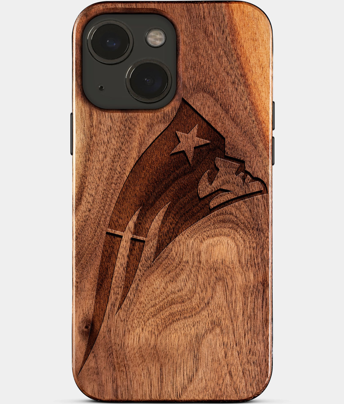 Eco-friendly New England Patriots iPhone 15 Case - Carved Wood Custom New England Patriots Gift For Him - Monogrammed Personalized iPhone 15 Cover By Aldergrove & Oak