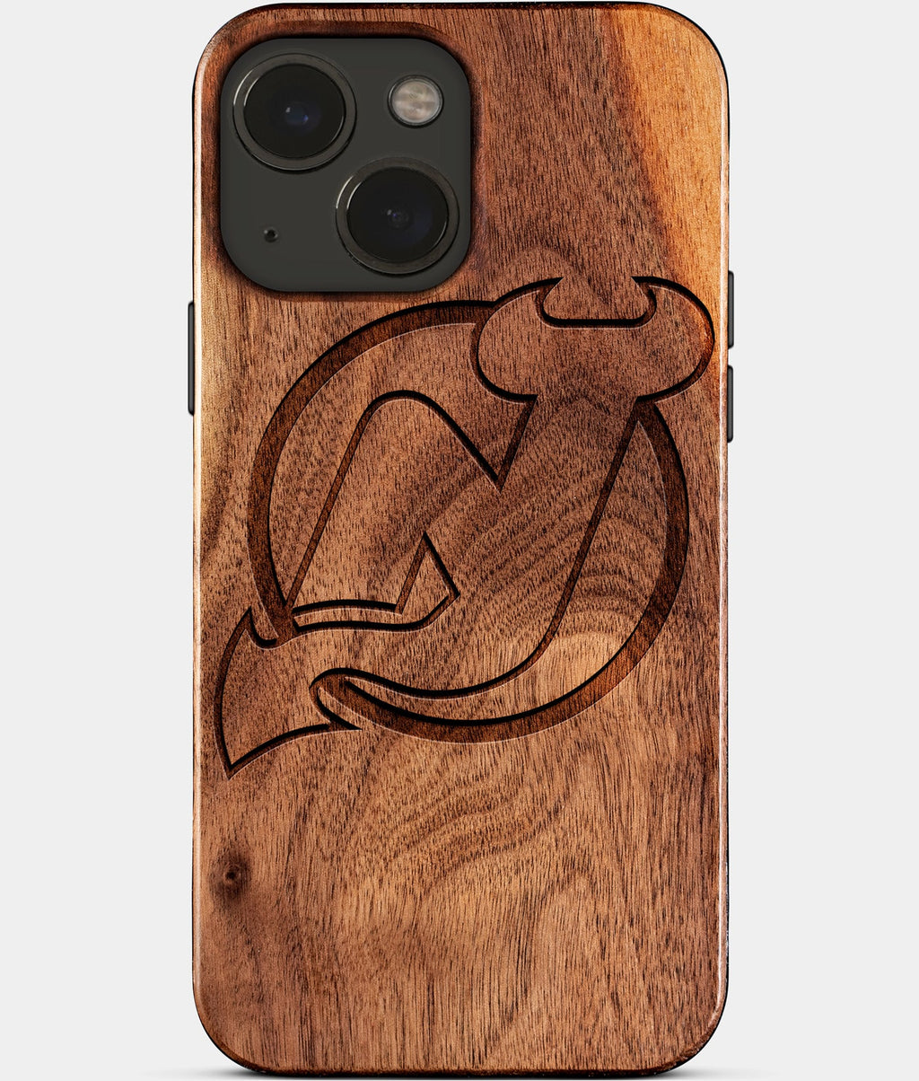 Eco-friendly New Jersey Devils iPhone 15 Case - Carved Wood Custom New Jersey Devils Gift For Him - Monogrammed Personalized iPhone 15 Cover By Aldergrove & Oak