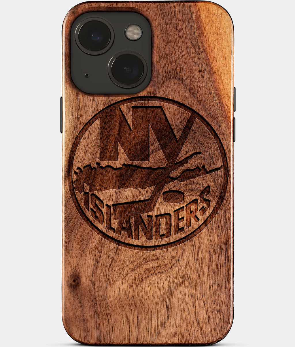 Eco-friendly New York Islanders iPhone 15 Case - Carved Wood Custom New York Islanders Gift For Him - Monogrammed Personalized iPhone 15 Cover By Aldergrove & Oak