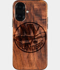 Eco-friendly New York Islanders iPhone 16 Case - Carved Wood Custom New York Islanders Gift For Him - Monogrammed Personalized iPhone 16 Cover By Aldergrove & Oak