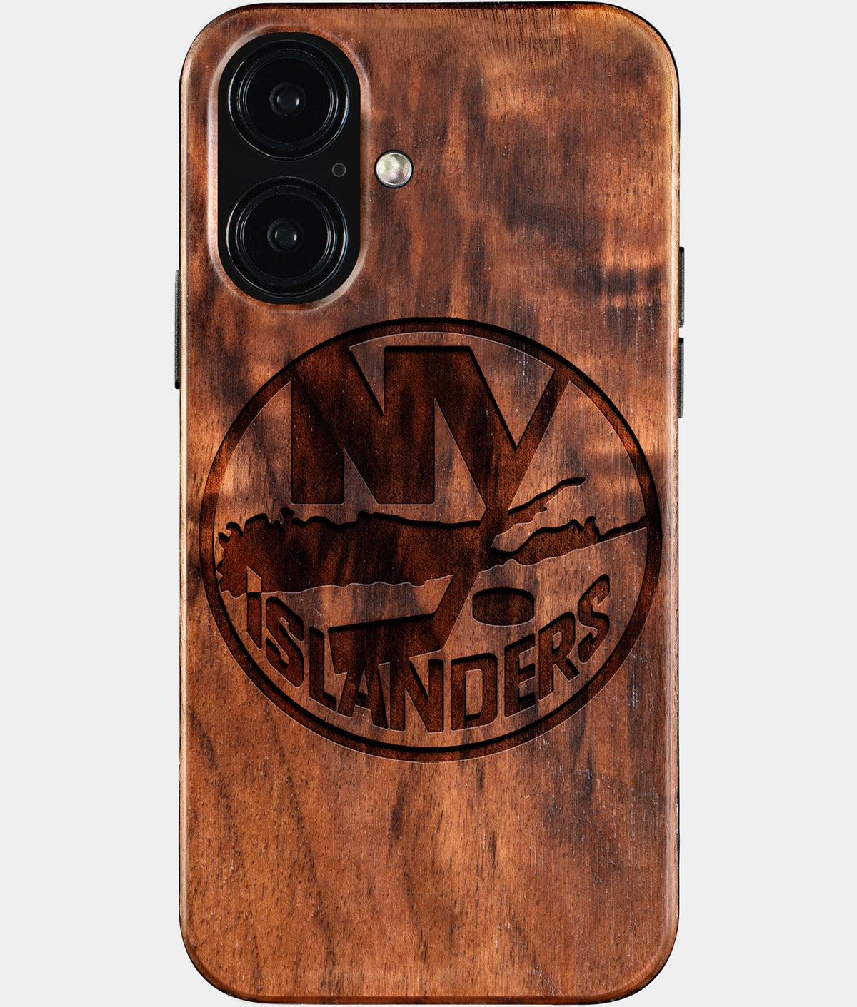 Eco-friendly New York Islanders iPhone 16 Case - Carved Wood Custom New York Islanders Gift For Him - Monogrammed Personalized iPhone 16 Cover By Aldergrove & Oak