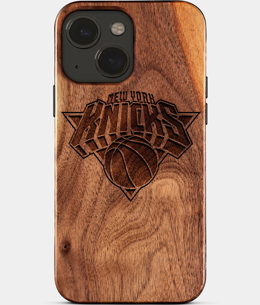 Eco-friendly New York Knicks iPhone 15 Case - Carved Wood Custom New York Knicks Gift For Him - Monogrammed Personalized iPhone 15 Cover By Aldergrove & Oak