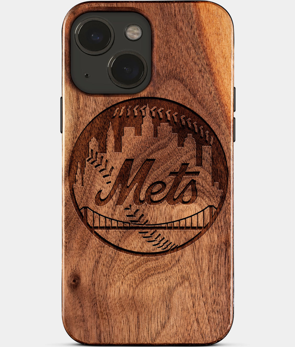 Eco-friendly New York Mets iPhone 15 Case - Carved Wood Custom New York Mets Gift For Him - Monogrammed Personalized iPhone 15 Cover By Aldergrove & Oak