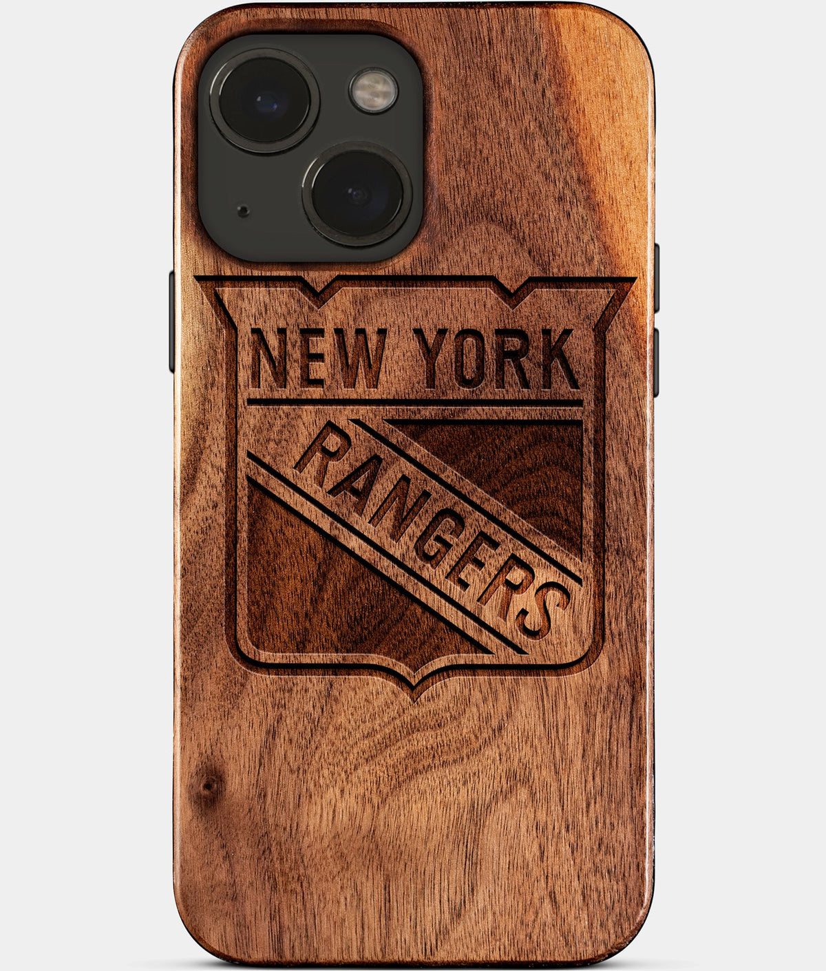 Eco-friendly New York Rangers iPhone 15 Case - Carved Wood Custom New York Rangers Gift For Him - Monogrammed Personalized iPhone 15 Cover By Aldergrove & Oak