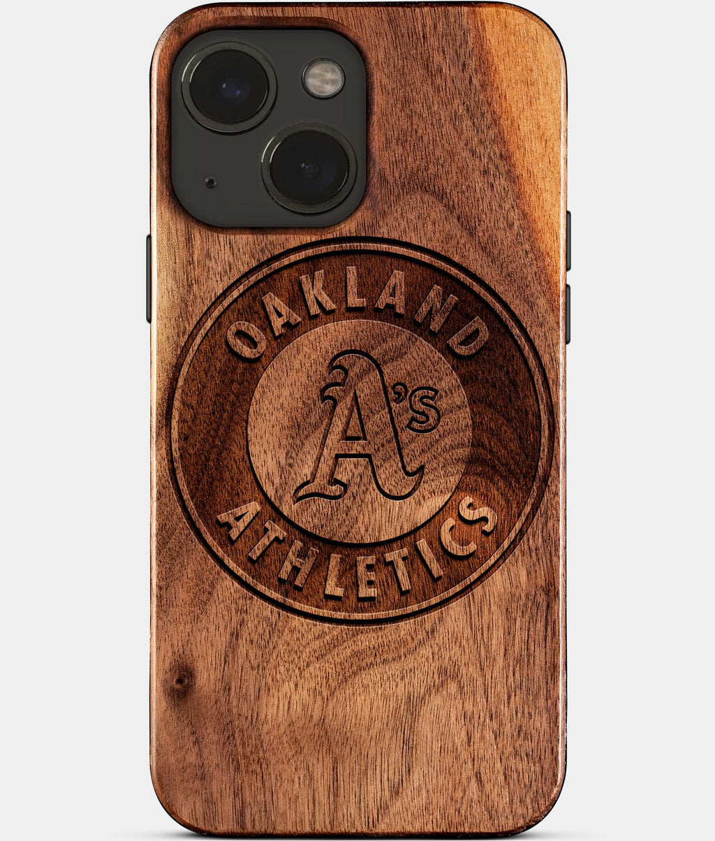 Eco-friendly Oakland Athletics iPhone 15 Case - Carved Wood Custom Oakland Athletics Gift For Him - Monogrammed Personalized iPhone 15 Cover By Aldergrove & Oak