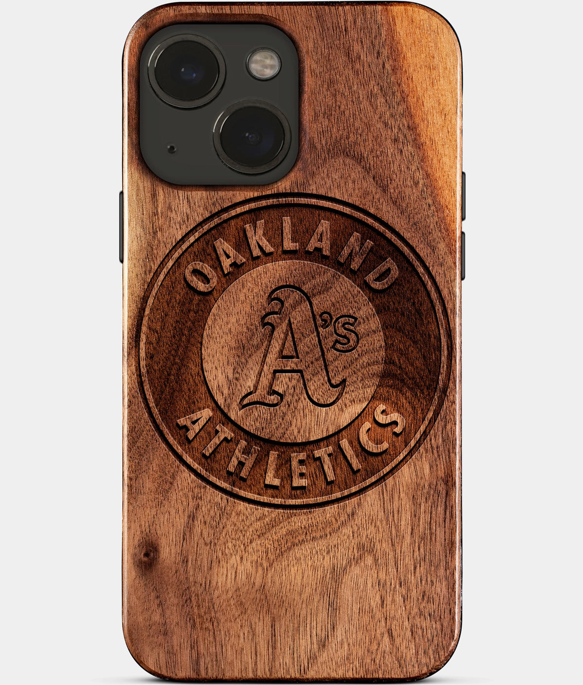 Eco-friendly Oakland Athletics iPhone 15 Case - Carved Wood Custom Oakland Athletics Gift For Him - Monogrammed Personalized iPhone 15 Cover By Aldergrove & Oak