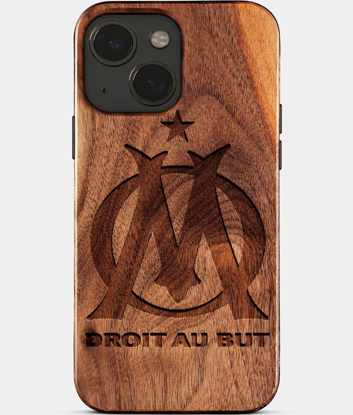 Eco-friendly Olympique De Marseille iPhone 15 Case - Carved Wood Custom Olympique De Marseille Gift For Him - Monogrammed Personalized iPhone 15 Cover By Aldergrove & Oak