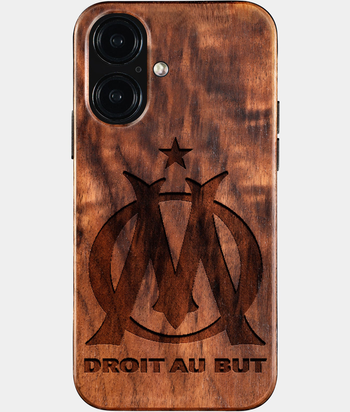 Eco-friendly Olympique De Marseille iPhone 16 Case - Carved Wood Custom Olympique De Marseille Gift For Him - Monogrammed Personalized iPhone 16 Cover By Aldergrove & Oak