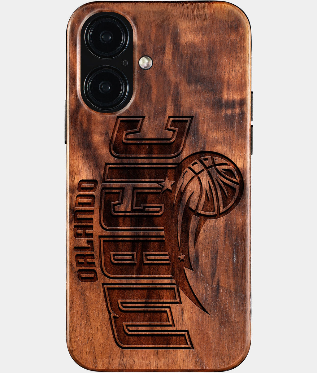 Eco-friendly Orlando Magic iPhone 16 Case - Carved Wood Custom Orlando Magic Gift For Him - Monogrammed Personalized iPhone 16 Cover By Aldergrove & Oak