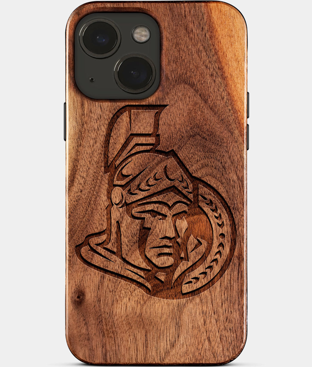 Eco-friendly Ottawa Senators iPhone 15 Case - Carved Wood Custom Ottawa Senators Gift For Him - Monogrammed Personalized iPhone 15 Cover By Aldergrove & Oak