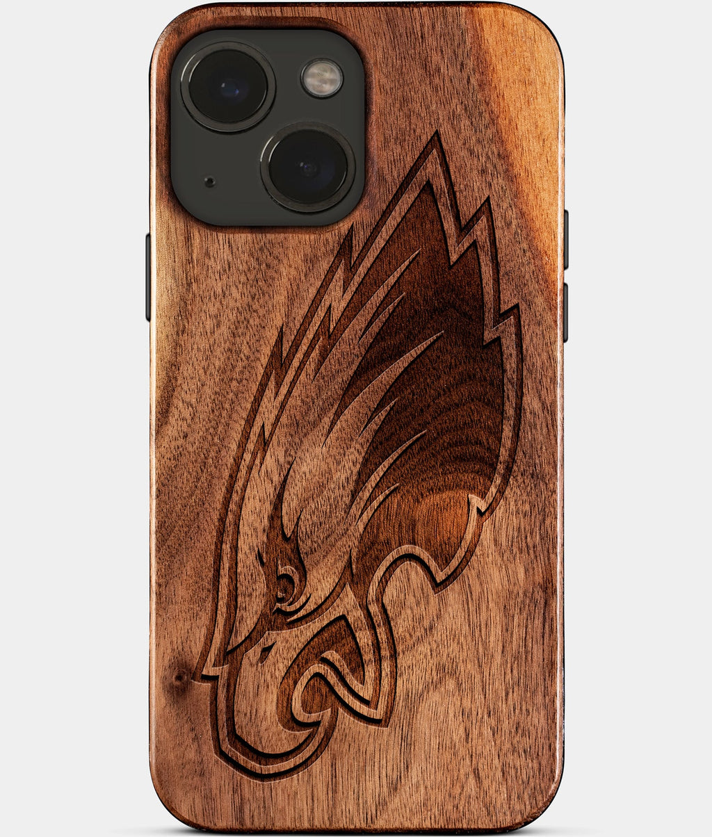 Eco-friendly Philadelphia Eagles iPhone 15 Case - Carved Wood Custom Philadelphia Eagles Gift For Him - Monogrammed Personalized iPhone 15 Cover By Aldergrove & Oak