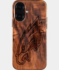 Eco-friendly Philadelphia Eagles iPhone 16 Case - Carved Wood Custom Philadelphia Eagles Gift For Him - Monogrammed Personalized iPhone 16 Cover By Aldergrove & Oak