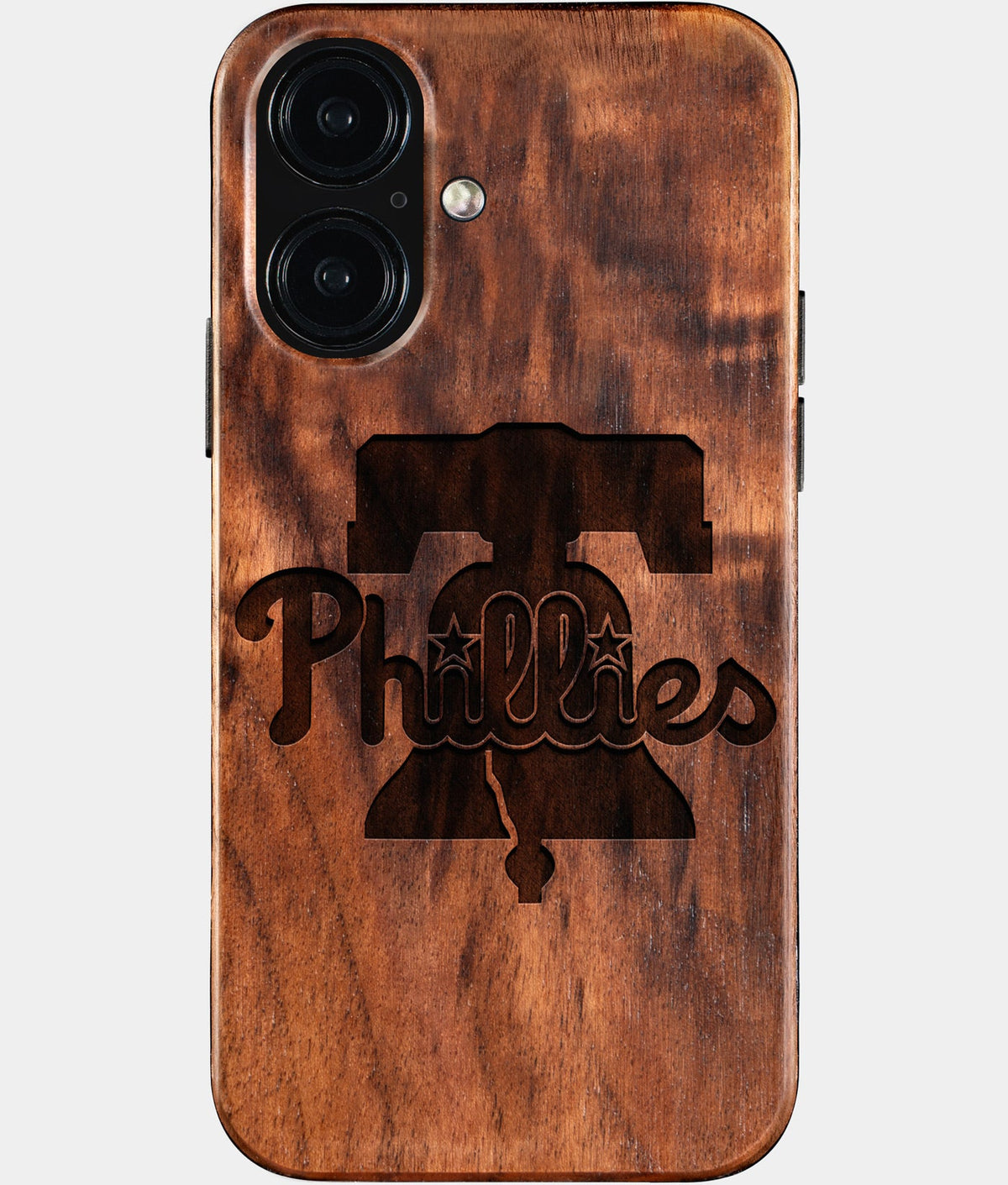 Eco-friendly Philadelphia Phillies iPhone 16 Case - Carved Wood Custom Philadelphia Phillies Gift For Him - Monogrammed Personalized iPhone 16 Cover By Aldergrove & Oak