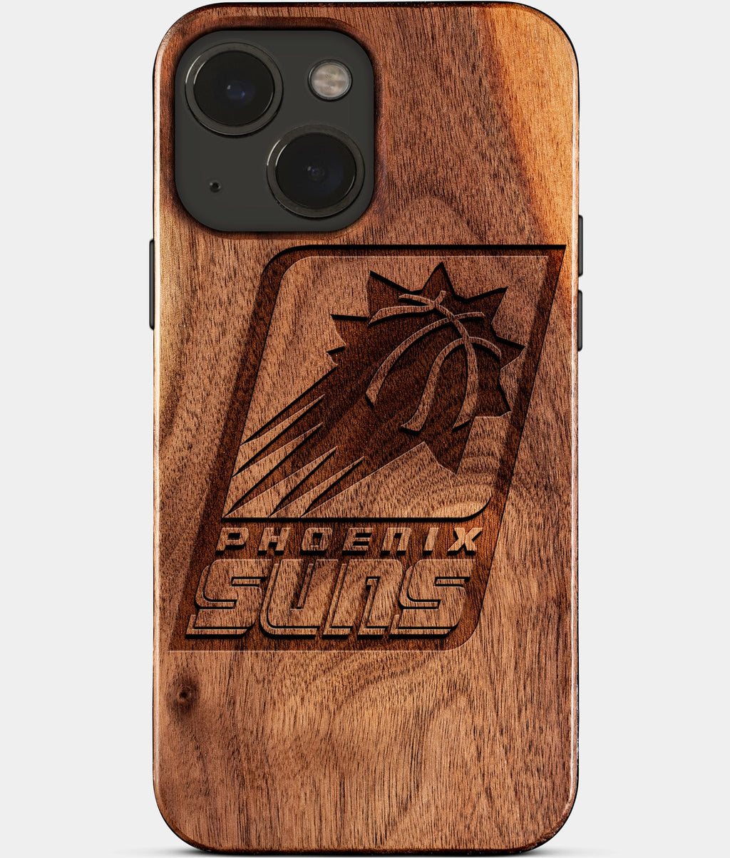 Eco-friendly Phoenix Suns iPhone 15 Case - Carved Wood Custom Phoenix Suns Gift For Him - Monogrammed Personalized iPhone 15 Cover By Aldergrove & Oak