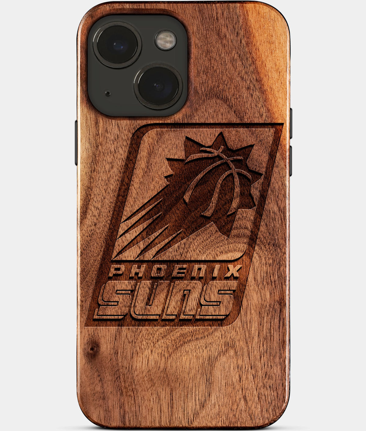 Eco-friendly Phoenix Suns iPhone 15 Case - Carved Wood Custom Phoenix Suns Gift For Him - Monogrammed Personalized iPhone 15 Cover By Aldergrove & Oak