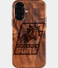 Eco-friendly Phoenix Suns iPhone 16 Case - Carved Wood Custom Phoenix Suns Gift For Him - Monogrammed Personalized iPhone 16 Cover By Aldergrove & Oak