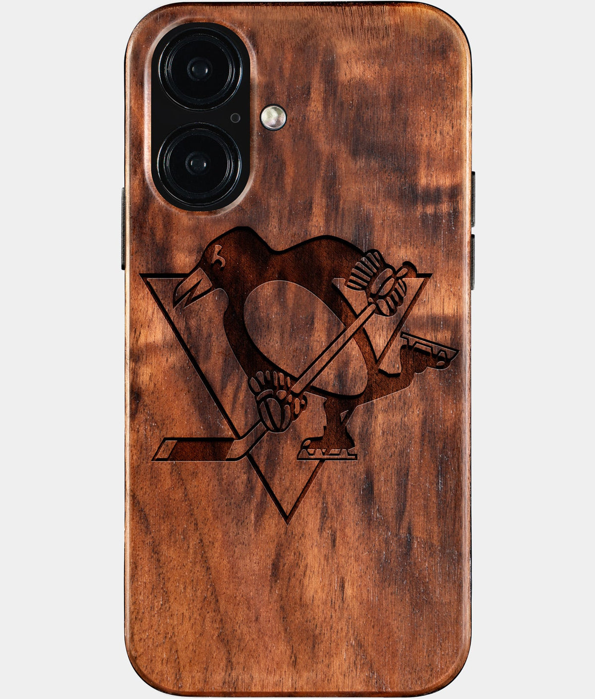 Eco-friendly Pittsburgh Penguins iPhone 16 Case - Carved Wood Custom Pittsburgh Penguins Gift For Him - Monogrammed Personalized iPhone 16 Cover By Aldergrove & Oak
