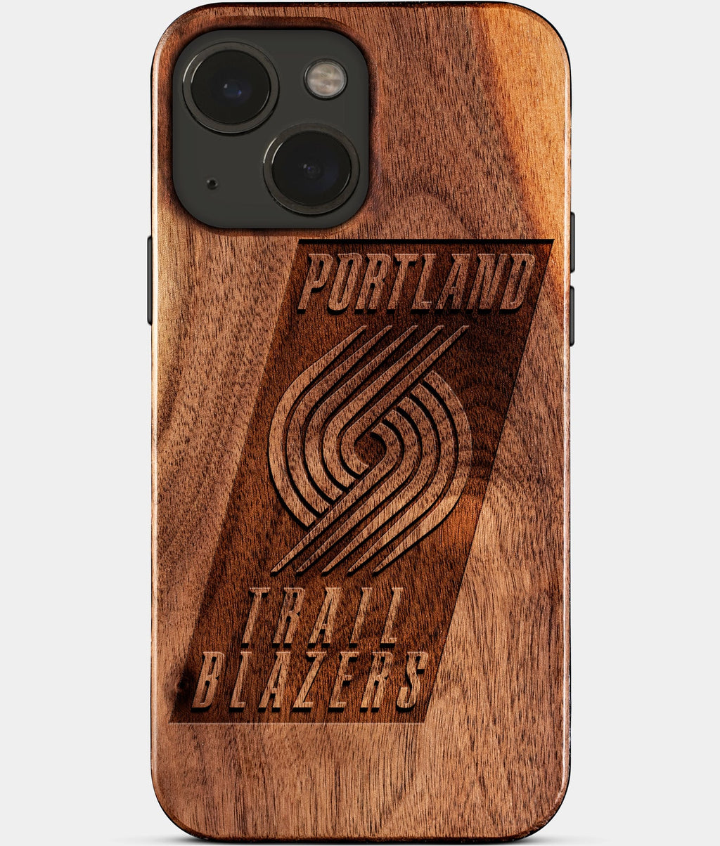 Eco-friendly Portland Trail Blazers iPhone 15 Case - Carved Wood Custom Portland Trail Blazers Gift For Him - Monogrammed Personalized iPhone 15 Cover By Aldergrove & Oak