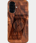 Eco-friendly Portland Trail Blazers iPhone 16 Case - Carved Wood Custom Portland Trail Blazers Gift For Him - Monogrammed Personalized iPhone 16 Cover By Aldergrove & Oak
