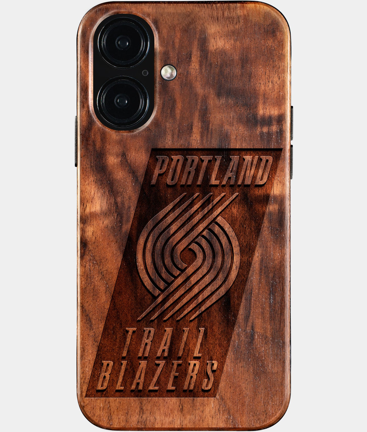 Eco-friendly Portland Trail Blazers iPhone 16 Case - Carved Wood Custom Portland Trail Blazers Gift For Him - Monogrammed Personalized iPhone 16 Cover By Aldergrove & Oak