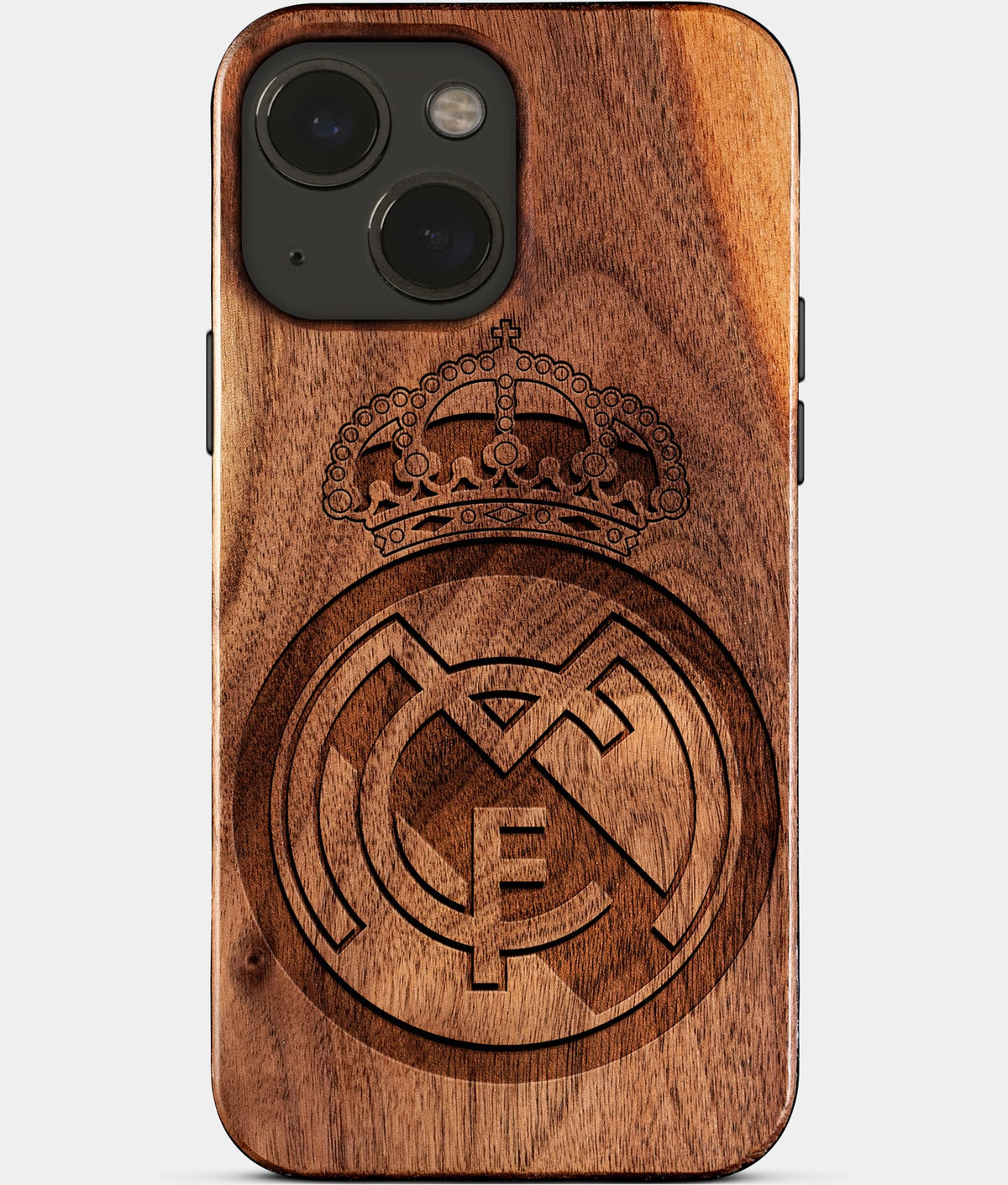 Eco-friendly Real Madrid Cf iPhone 15 Case - Carved Wood Custom Real Madrid Cf Gift For Him - Monogrammed Personalized iPhone 15 Cover By Aldergrove & Oak