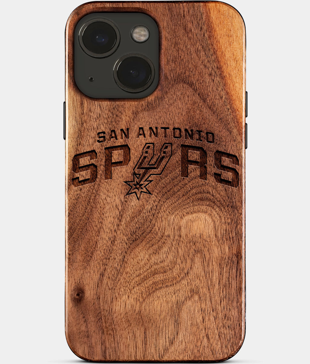 Eco-friendly San Antonio Spurs iPhone 15 Case - Carved Wood Custom San Antonio Spurs Gift For Him - Monogrammed Personalized iPhone 15 Cover By Aldergrove & Oak