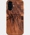 Eco-friendly San Antonio Spurs iPhone 16 Case - Carved Wood Custom San Antonio Spurs Gift For Him - Monogrammed Personalized iPhone 16 Cover By Aldergrove & Oak