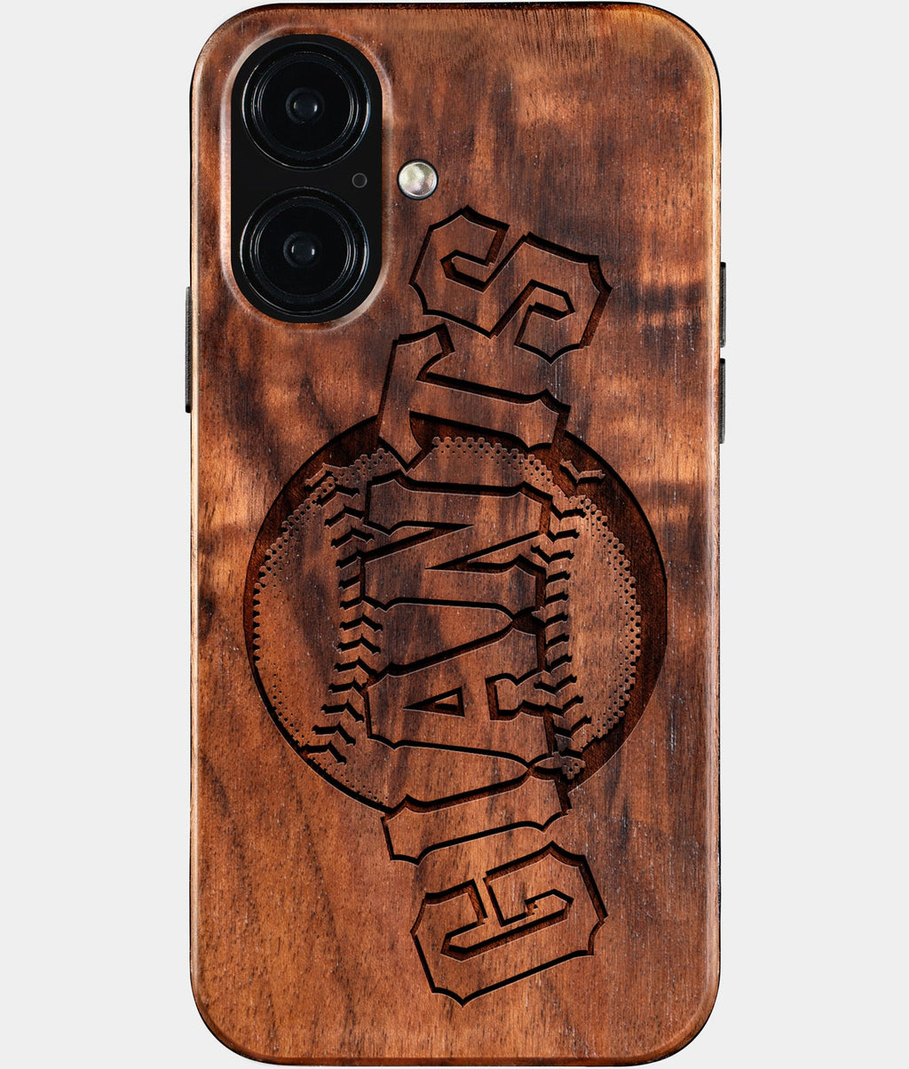 Eco-friendly San Francisco Giants iPhone 16 Case - Carved Wood Custom San Francisco Giants Gift For Him - Monogrammed Personalized iPhone 16 Cover By Aldergrove & Oak